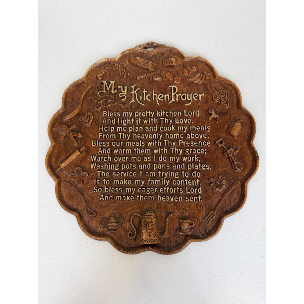 My Kitchen Prayer Bless My Pretty Lord Heaven Sent Wall Plaque Vintage 1950s